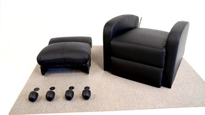 Beige Faux Leather Single Recliner Chair with Adjustable Footrest