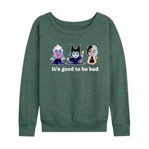 Women's - Disney Villains - It's Good To Be Bad Lightweight French Terry Wide Neck Long Sleeve Shirt - 1 of 4