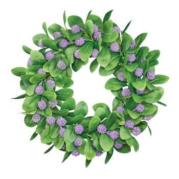 Collections Etc Artificial Purple Allium Hanging Floral Door Wreath 17" x 4" x 17"