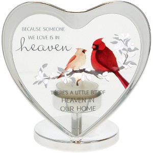 Pavilion Gift Company - Heaven In Our Home - 4.75" Cardinal Tea Light Heart Candle Holder Memorial Bereavement Funeral - 1 of 4