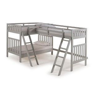 Twin Over Twin Aurora Over Bunk Bed With Third Bunk Extension Dove Gray - Alaterre Furniture