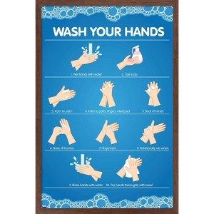 Trends International Wash Your Hands Framed Wall Poster Prints - 1 of 4