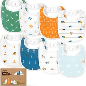 KeaBabies 8pk Organic Baby Bibs for Boy, Baby Drool Bib for Baby Boys and Girls, Newborn Teething Bibs - 1 of 4