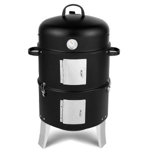 Winado Vertical Steel Charcoal Smoker Double Layer Round BBQ Grill for Outdoor Cooking - 1 of 4