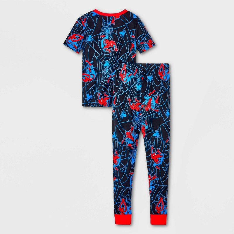 Boys' Marvel Spider-Man 4pc Snug Fit Pajama Set - Navy Blue, 2 of 5