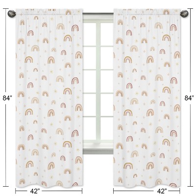Boho Rainbow Semi-Sheer Rod Pocket Curtain Panels for Kids