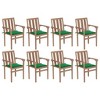 vidaXL Solid Teak Wood Patio Chairs-Set of 8, Stackable, with Green Cushions for Garden/Outdoor/Living Room/Dining - 2 of 4