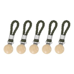 Unique Bargains Cotton Loop Wooden Clothing Towel Storage Clips 4.3" 5 Pcs - 1 of 4