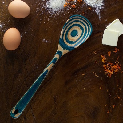 Baltique 4pc Mykonos Utensil Set: Wood Kitchen Tools, Hand Wash, Adult Cooking Utensils, Turquoise Blue — фото 3