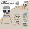 Kinder King 7 in 1 Baby High Chair Convert to Wooden Feeding Chair Removable Tray 5-Point Harness Gray - 3 of 4