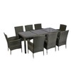 Cesicia 9 pieces Outdoor Patio Wicker Dining Set Glass Top Grey Wicker + Black Cushion - 3 of 4