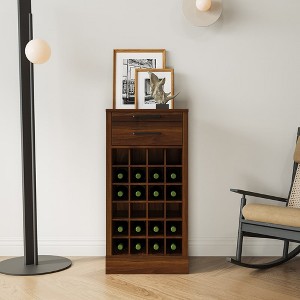 Modular Wine Bar Cabinet Ancona Modular 32 Bottle Wine Cabinet With Storage Shelves With Hutch For Dining Room Showcase Crafts Books Wine Glasses - 1 of 4