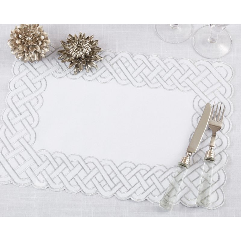 Saro Lifestyle Table Placemats with Braid Embroidered Design (Set of 4), 4 of 5