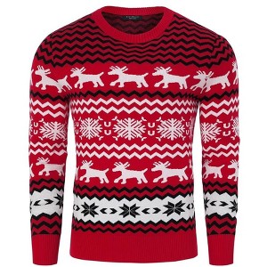 Ugly Christmas Sweaters for Men Long Sleeve Crew Neck Knitted Pullover Snowflakes Print Knitwear - 1 of 4