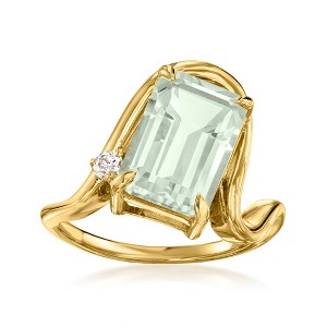 Ross-Simons 3.40 Carat Prasiolite Ring With Single Lab-Grown Diamond in 18kt Gold Over Sterling - 1 of 4