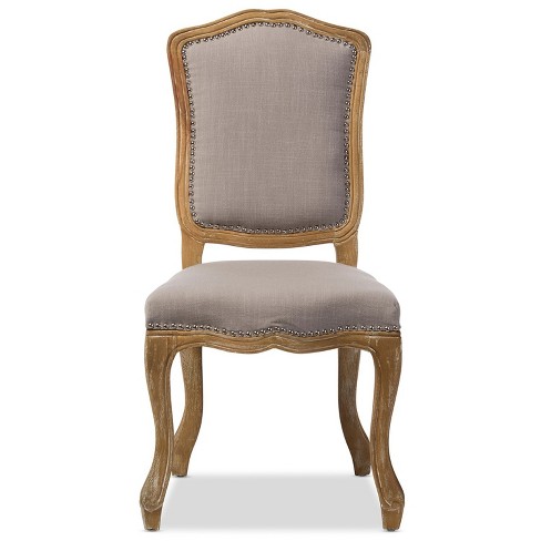 Baxton Studio Louis Traditional French Inspired Grey Fabric Upholstered and White Finished Wood 2 Piece Dining Chair Set