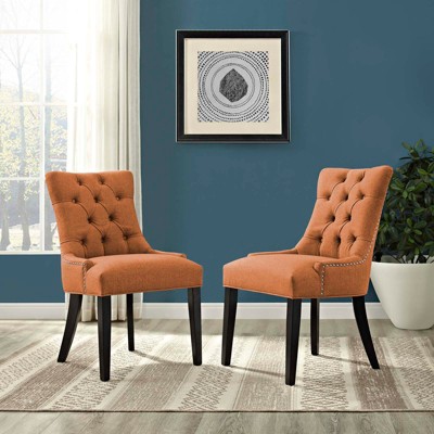 Regal Orange Tufted Upholstered Side Chair with Nailhead Trim