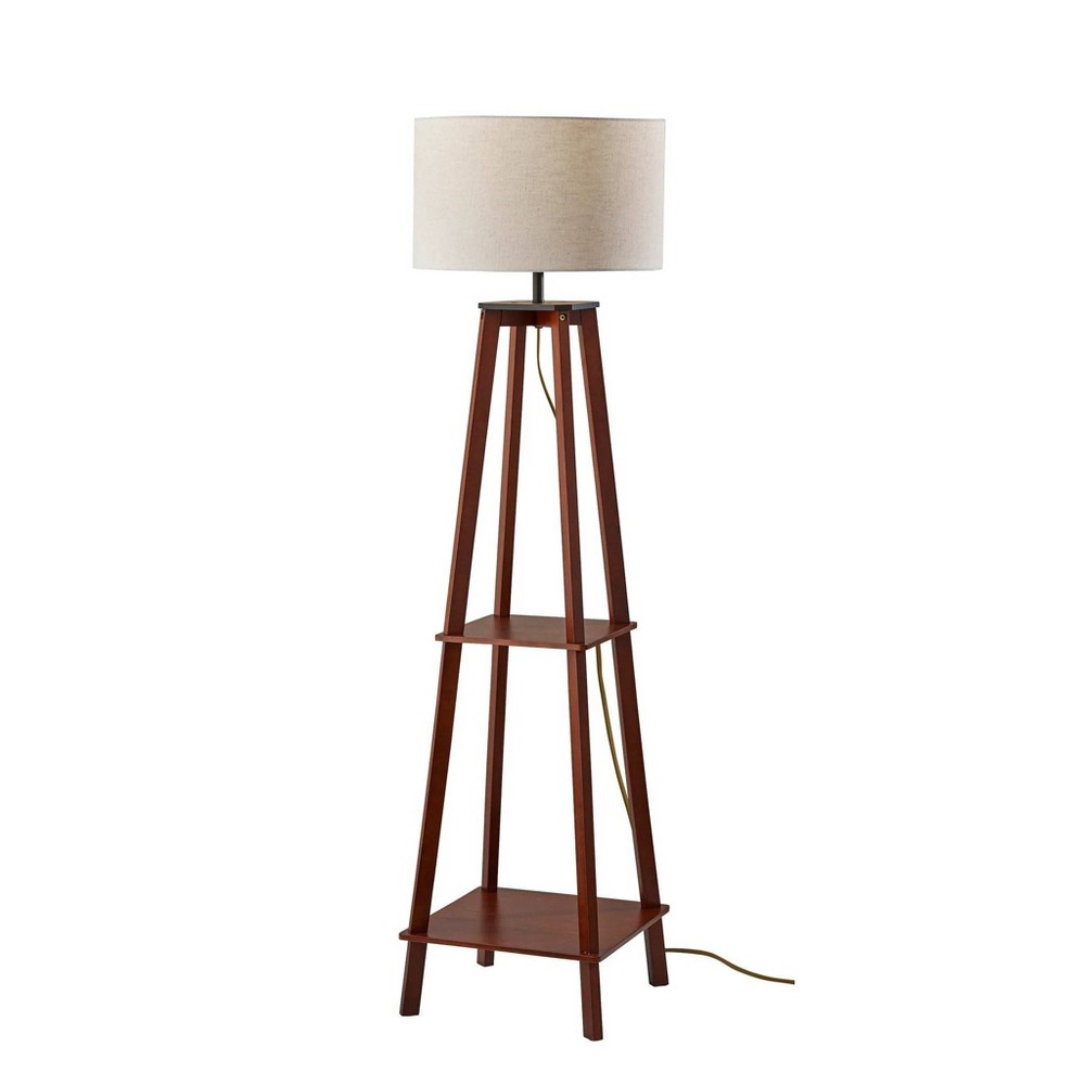 Photos - Floodlight / Street Light Adesso Kirby Shelf Floor Lamp Walnut Wood 