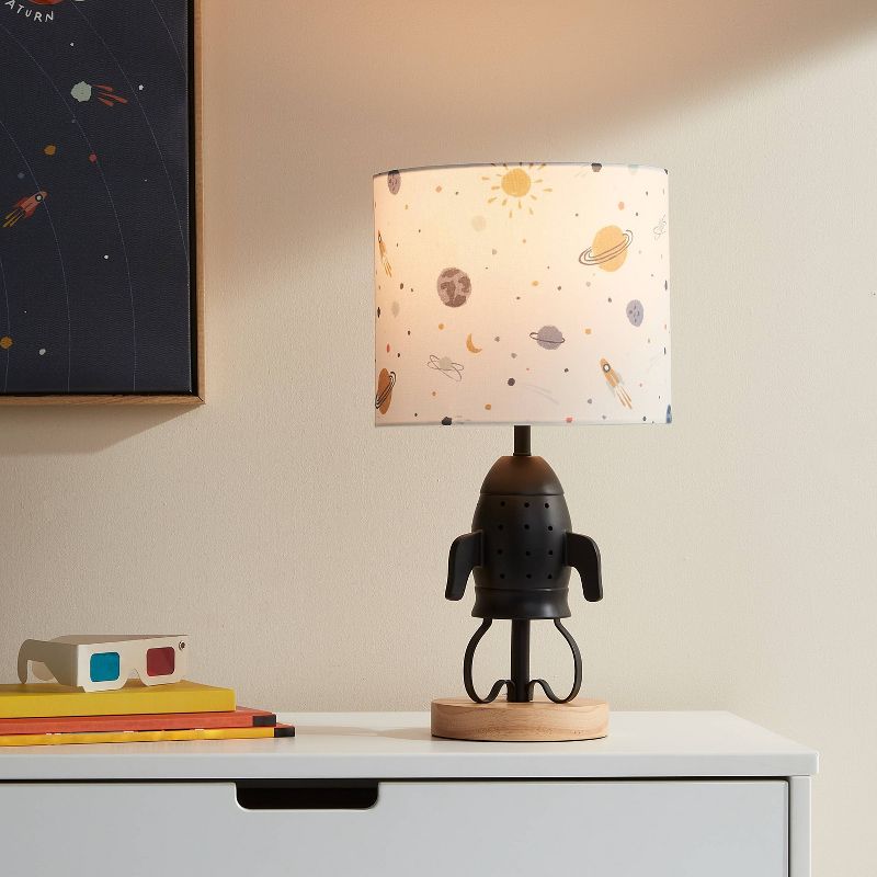 Spaceship Figural Kids' Table Lamp Black - Pillowfort™, 3 of 8