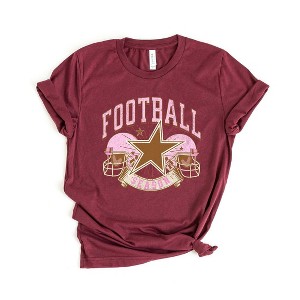 Simply Sage Market Women's Football Season Pink Helmet Short Sleeve Graphic Tee - 1 of 4