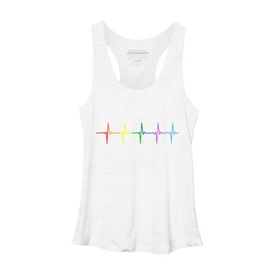 Adult Design By Humans Pride Rainbow Heartbeat By Thingsandthings Racerback Tank Top