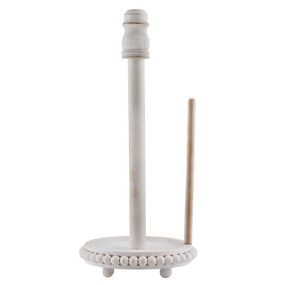 AuldHome Design Farmhouse Paper Towel Holder; Wood Beaded Rustic Countertop Dispenser