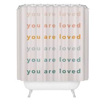 Amber Young 'You Are Loved' Rainbow Shower Curtain Pink - Deny Designs