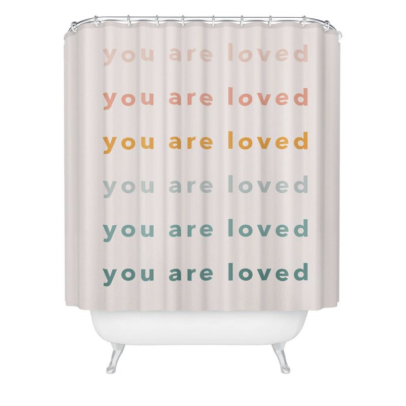 Amber Young &#39;You Are Loved&#39; Rainbow Shower Curtain Pink - Deny Designs, 1 of 3