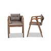 Baxton Studio 2pc Marcena Leather Upholstered and Wood Dining Chair Set Gray/Walnut Brown: Elegant Button-Tufted, Ergonomic Armrests - 3 of 4