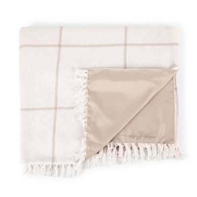 Montecito White and Taupe Cotton Polyester Picnic Blanket