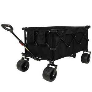 VisioGear Collapsible Wagon, Wagon Stroller, Foldable Wagon for Camping, and Garden Use, Black, 38.58"*24.02"*39.17" - 1 of 4