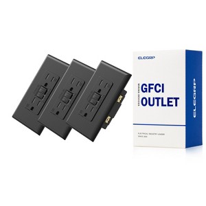ELEGRP GFCI Outlet 15 Amp, Self-Test Electrical Outlet, Tamper Resistant GFCI Receptacle with Screwless Wall Plate, UL Listed, Black 3PC - 1 of 1