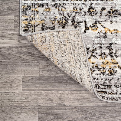 Ivory and Black Striped Synthetic 3' x 5' Area Rug