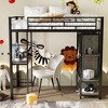 NicBex Twin Size Loft Bed with Desk Metal Bed Frame with Wardrobe, Storage Shelves, Ladder and Full Length Guardrail, No Box Spring Required - 2 of 4