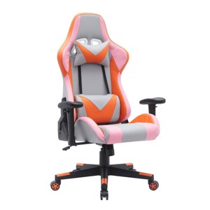 Brassex 54.13" Myla Gaming Chair Gray/Orange - 1 of 4