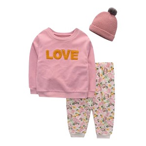 Chick Pea Baby Girl Layette Long Sleeve Newborn bodysuit and Pants Jogger Set - 1 of 4
