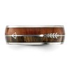 Black Bow Jewelry Men's 8mm Stainless Steel Wood & Enamel Inlay Arrow Design Domed Band - 4 of 4