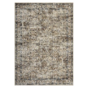 Washable Vintage Rug Non Slip Low Pile Rug Soft Throw Floor Cover Floral Foldable Indoor Carpet for Living Room Bedroom Playroom Nursery - 1 of 4