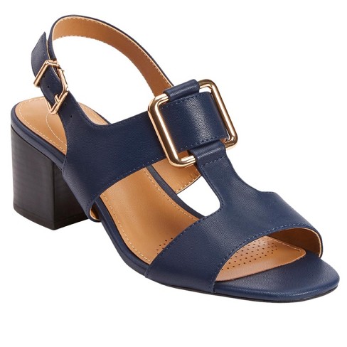 Navy blue wide width sandals on sale