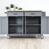 54" Kitchen Island Cart with Solid Wood Top, 4-Door Cabinet, 2 Drawers, Spice & Towel Rack, Adjustable Shelves, Locking Wheels - 2 of 4
