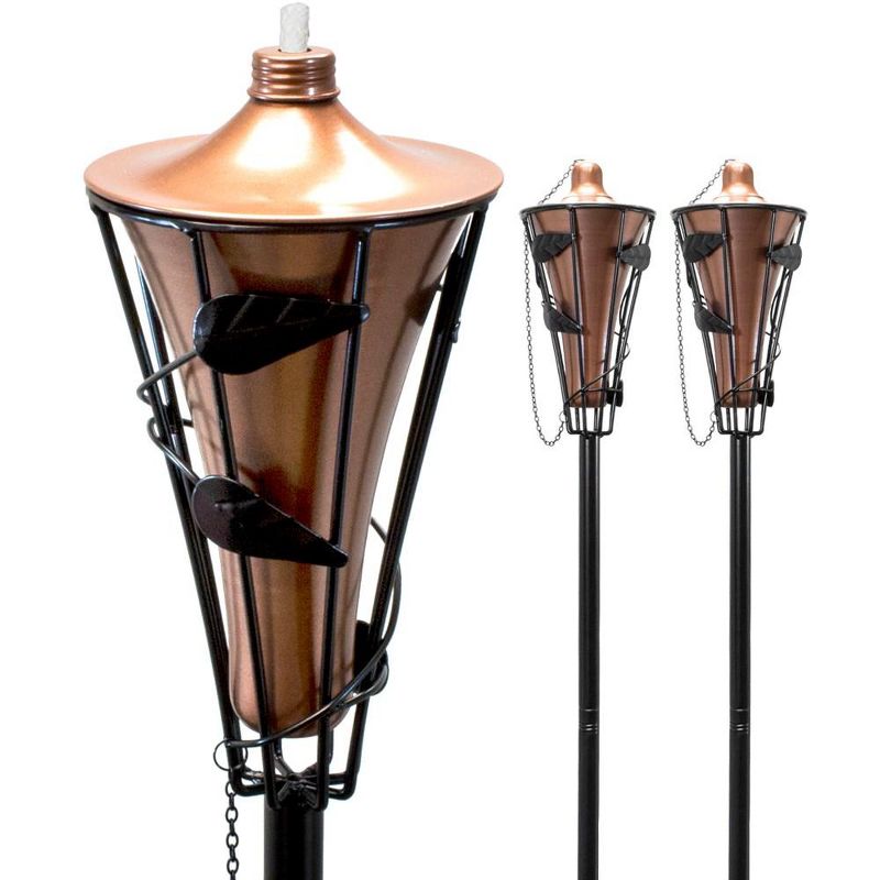 Copper Finish Outdoor Metal Tiki Torches with Fiberglass Wick