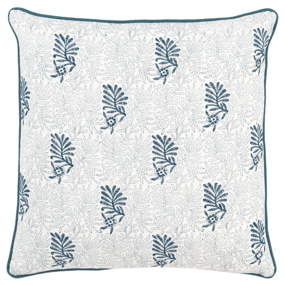 Photos - Pillowcase 20"x20" Oversize Leaves Square Throw Pillow Cover Teal Blue - Rizzy Home