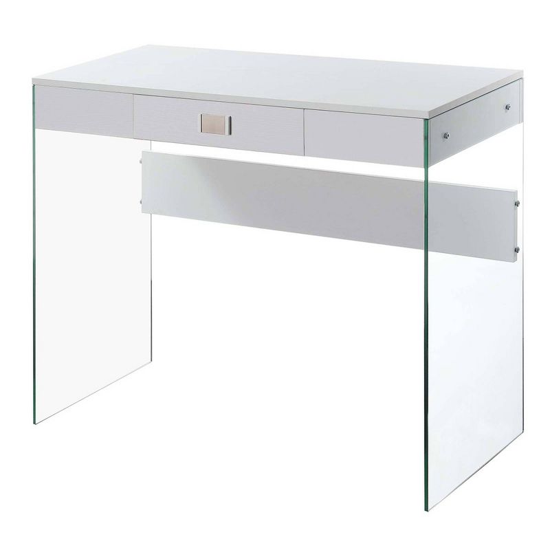 36" Breighton Home Uptown Glass Desk with Drawer, 1 of 6