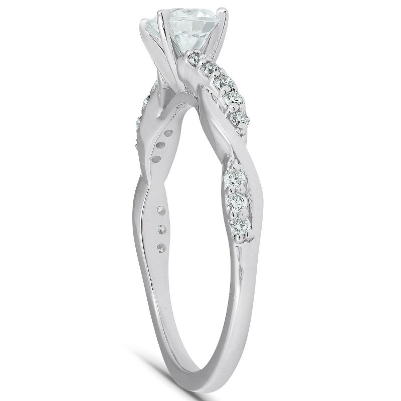 Pompeii3 1/2Ct Diamond Infinity Engagement Ring Womens 14k White Gold Interwoven Band, 2 of 6