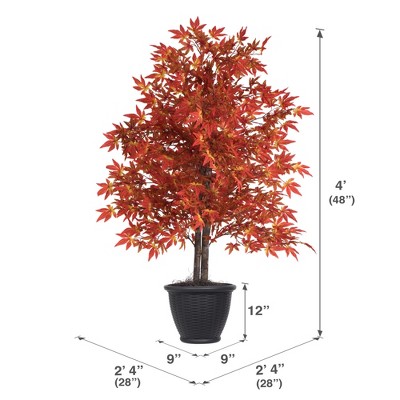 Vickerman 4' Outdoor Artificial Orange Maple in Gray Plastic Pot