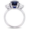 EVERLY JEWELRY  | 10K White Gold 6 1/10 CT TGW Created Blue Sapphire Created White Sapphire Fashion Ring - 4 of 4