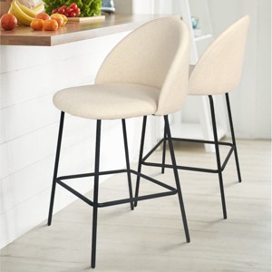 Nano 25" Upholstered Counter Height Bar Stools Set of 2 Armless Bar Chair with Backest Wider Seat Bar Chairs for Kitchen Island Home Bar-Maison Boucle - 1 of 4