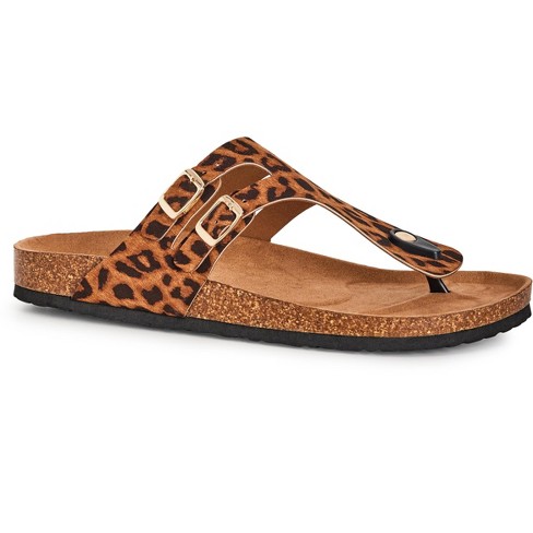 Women's Wide Fit Mia Double Strap Sandal - Animal| Cloudwalkers : Target