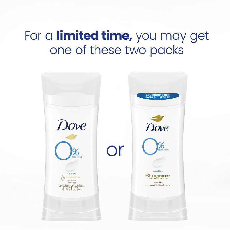 Dove Beauty 0% Aluminum Sensitive Skin Women&#39;s Deodorant Stick - 2.6oz, 5 of 8