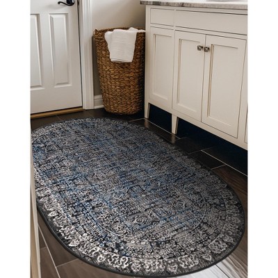 Unique Loom Aarhus Collection Area Rug - Tribal (3' 3" x 5' 3" Oval Gray/Blue)